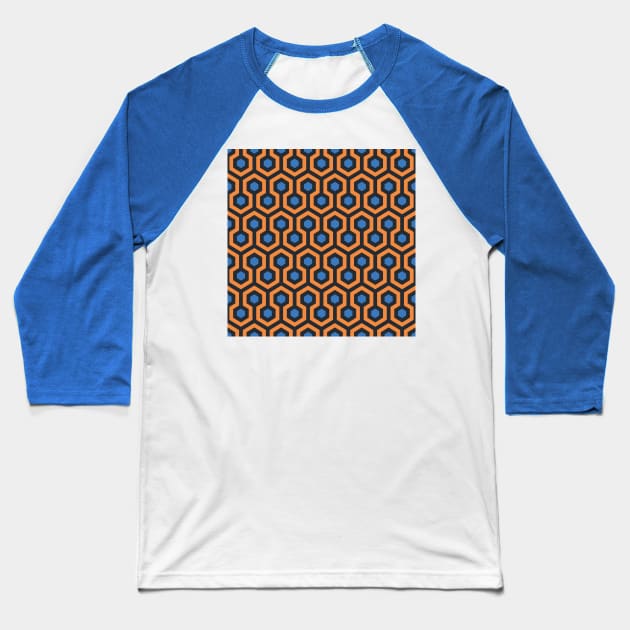 Geometric Pattern: Looped Hexagons: Orange/Blue Baseball T-Shirt by Red Wolf